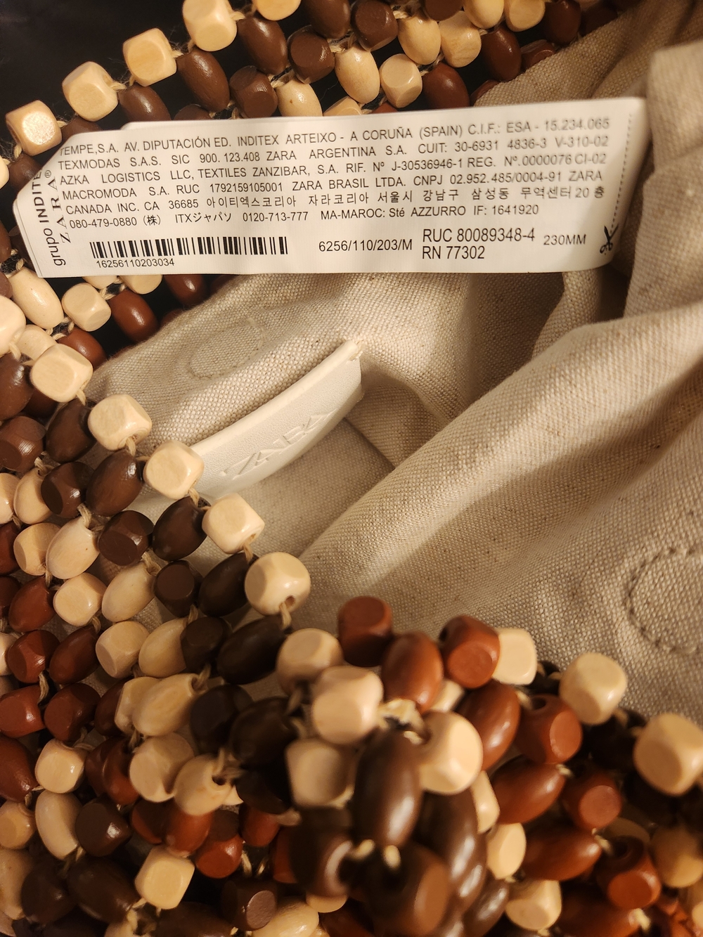 Zara Round Crescent Beaded Shoulder Bag in Brown, White and Black - Picture 6 of 7